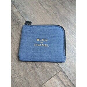 Extremely RARE Authentic CHANEL Novelty Card Holder Card Case navy Makeup pouch